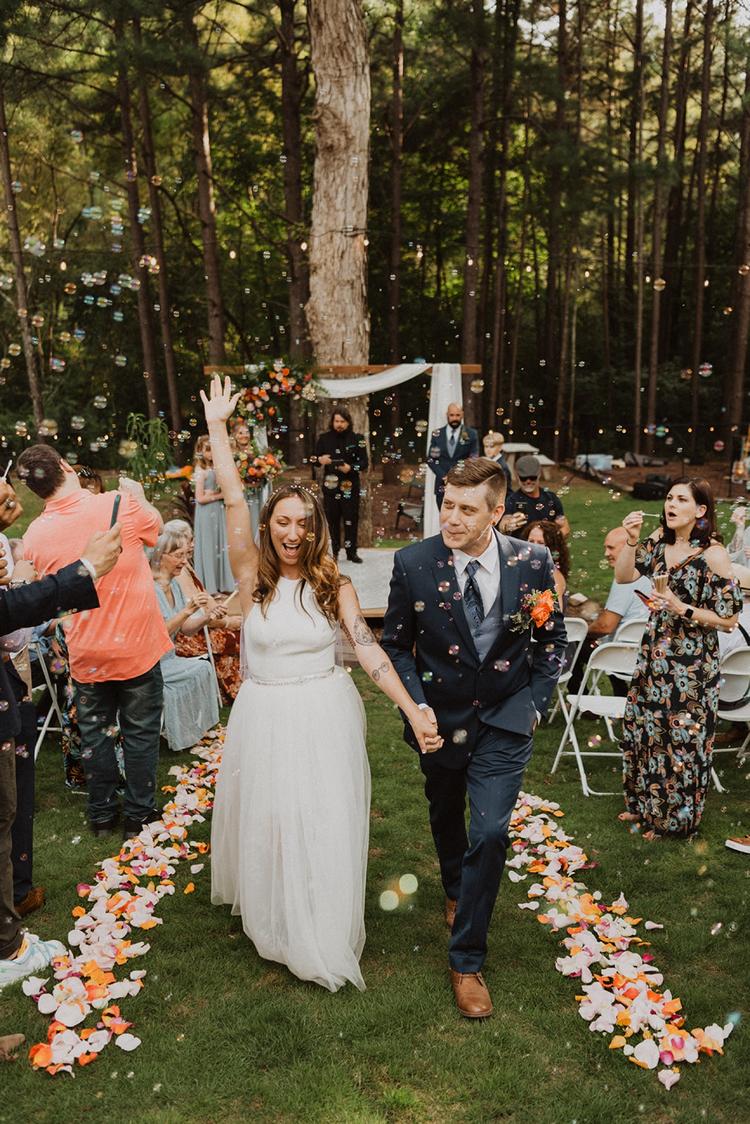 Colorful Backyard Wedding turned Pool Party | Kennessaw, GA | Murielle +  Chris  Jessica and Cory Photography