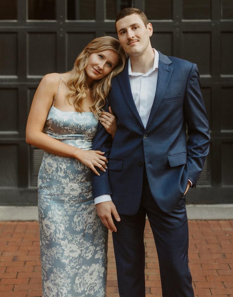 sachin and babi light blue dress Engagement Outfits | Engagement Party Outfits
